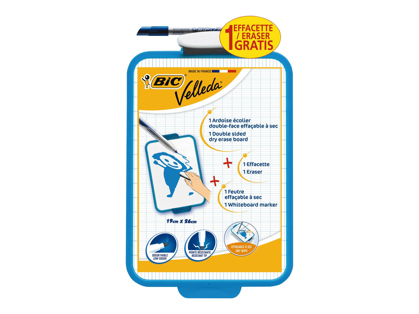 Ardoise bic double face 19x26 cm - effaçable à sec