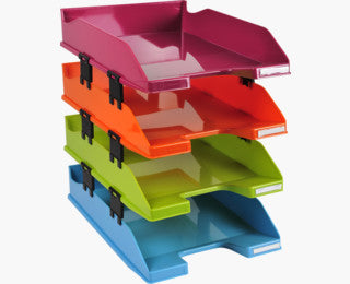 Set de 4 corbeilles-à-courrier opaque- Couleurs assorties