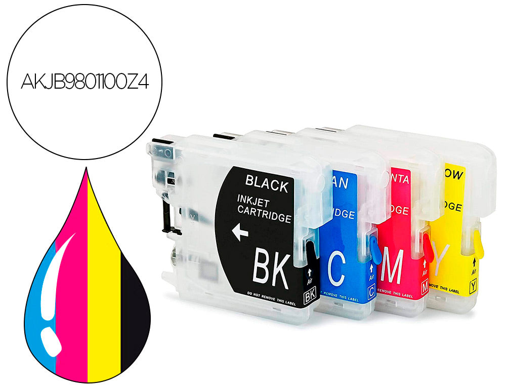 Pack 4 cartouches d'encre compatibles Brother LC980/1100