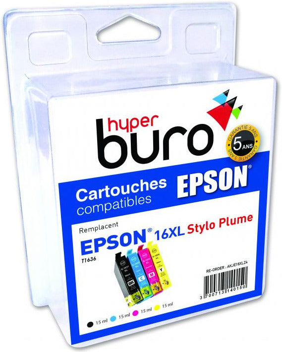 Pack 4 cartouches compatibles epson 16XL plume - haute capacité