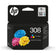 Cartouche tricolore HP308 - rendement 120 pages