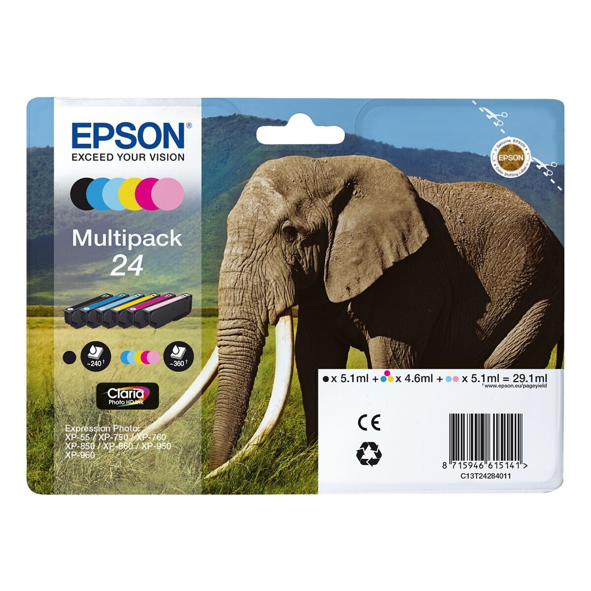 Pack 6 Cartouche Epsons photo hd t2428 pack de 6 - haute définition