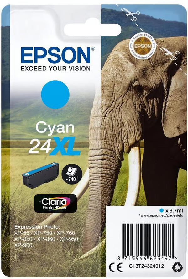 Cartouche Epson t2432 cyan xl - haute capacité pour photos
