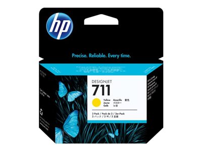 Cartouche d'encre HP 711 - pack de 3, jaune, 29 ml