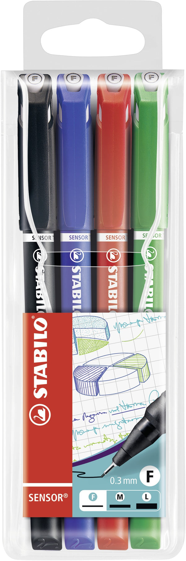 Feutre sensor pointe fine etui de 4 couleurs assorties