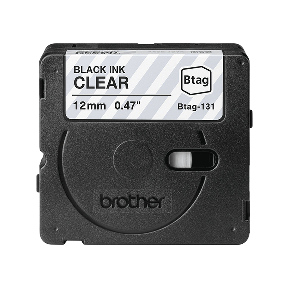 Ruban Brother Btag 12mm - Noir/transparent