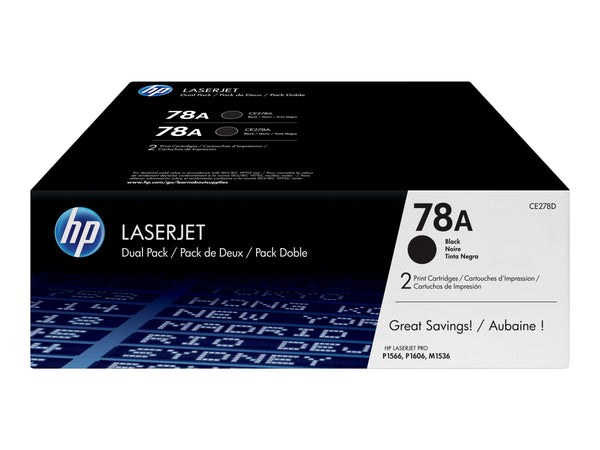 Cartouche toner HP ce278ad - pack de 2, rendement élevé