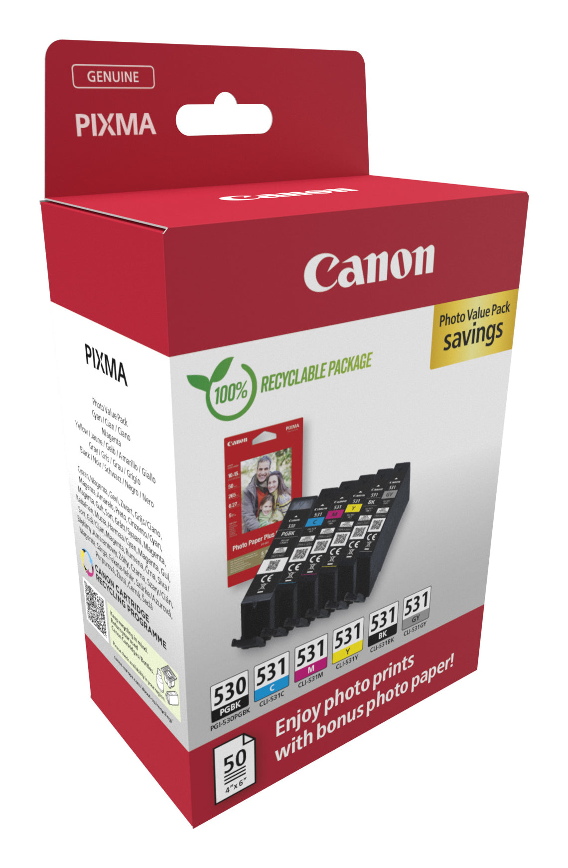 Cartouche d'encre Canon pgi-530bk/cli531 - pack 6 pièces
