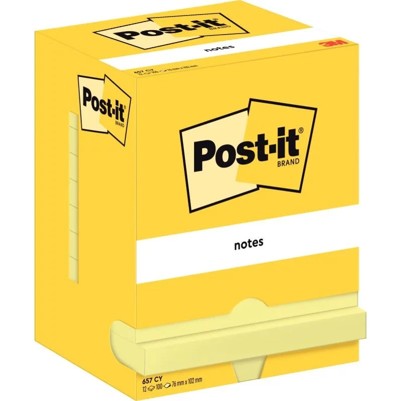 notes repositionnables Post-it® 76x102 mm jaune- adhésif renforcé- lot de 12