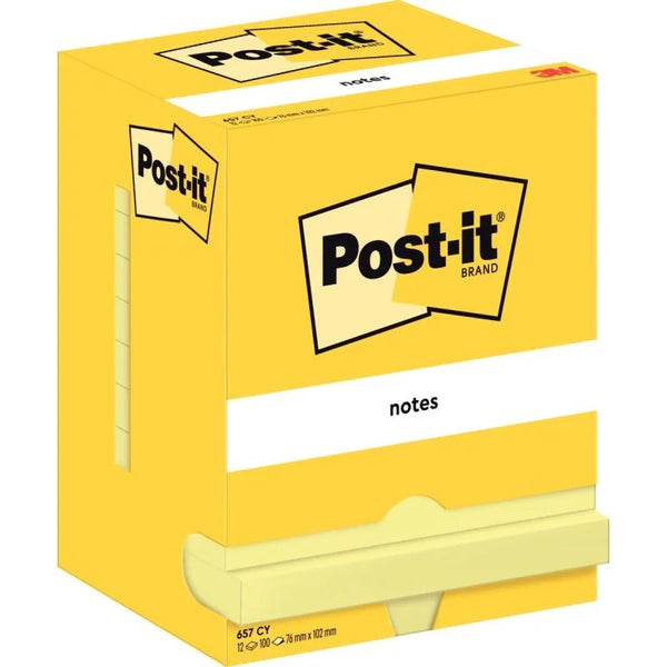 notes repositionnables Post-it® 76x102 mm jaune- adhésif renforcé- lot de 12