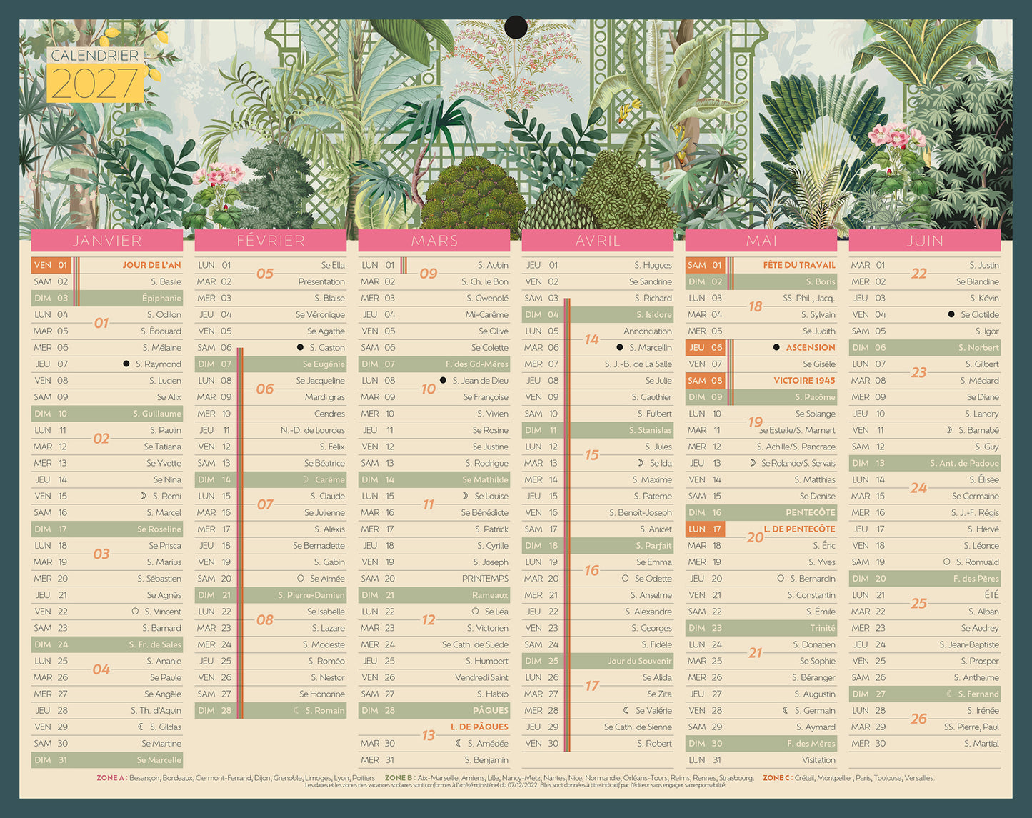 Calendrier de bureau mini 21x26 exotique