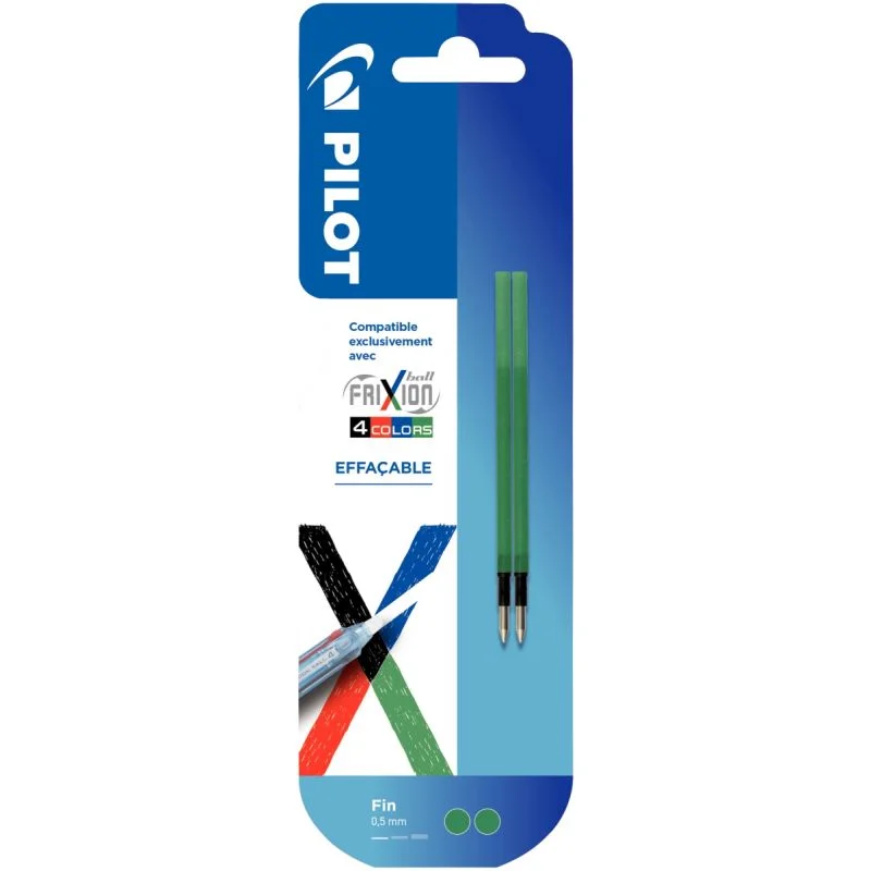 Recharge stylos 4 couleurs - encre effaçable verte