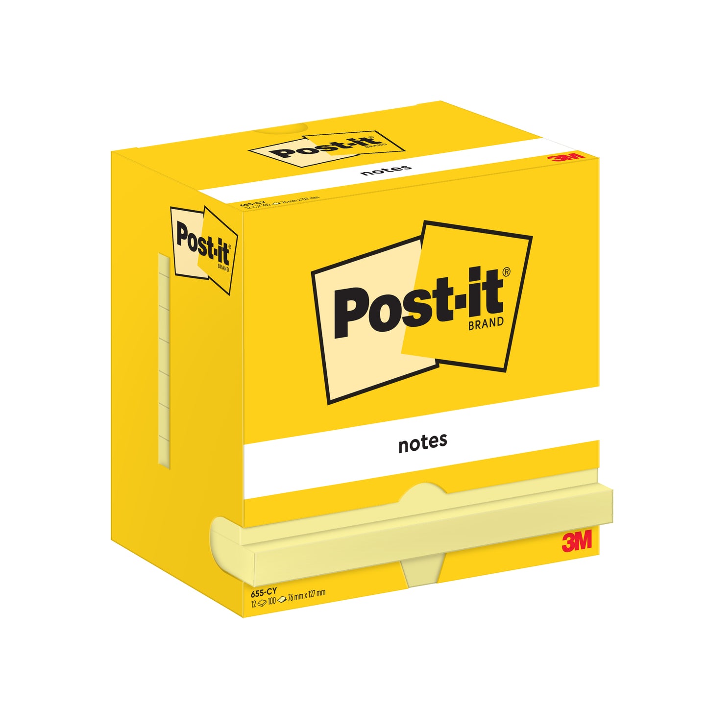 Bloc de notes adhesives Post-it® 76X127 jaune-lot de 12