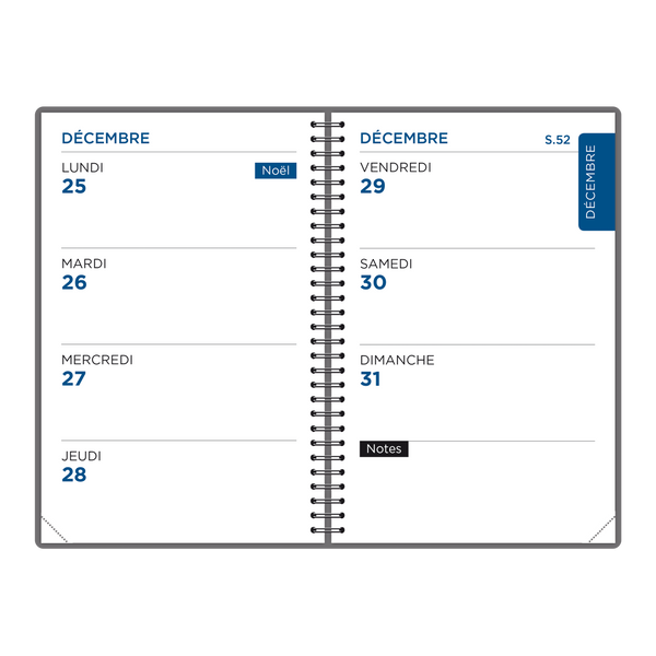 Agenda semainier compact 10x15 cm - Vue hebdomadaire
