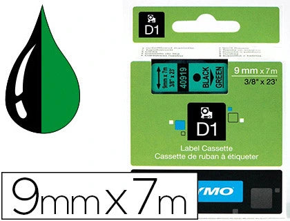 Ruban Dymo D1 9mm - noir/vert