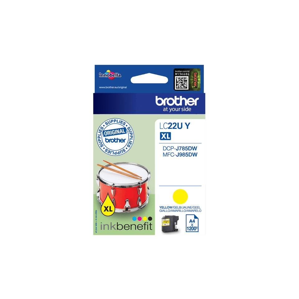 Cartouche d'encre Brother jaune LC22uy - haut rendement 1200 pages