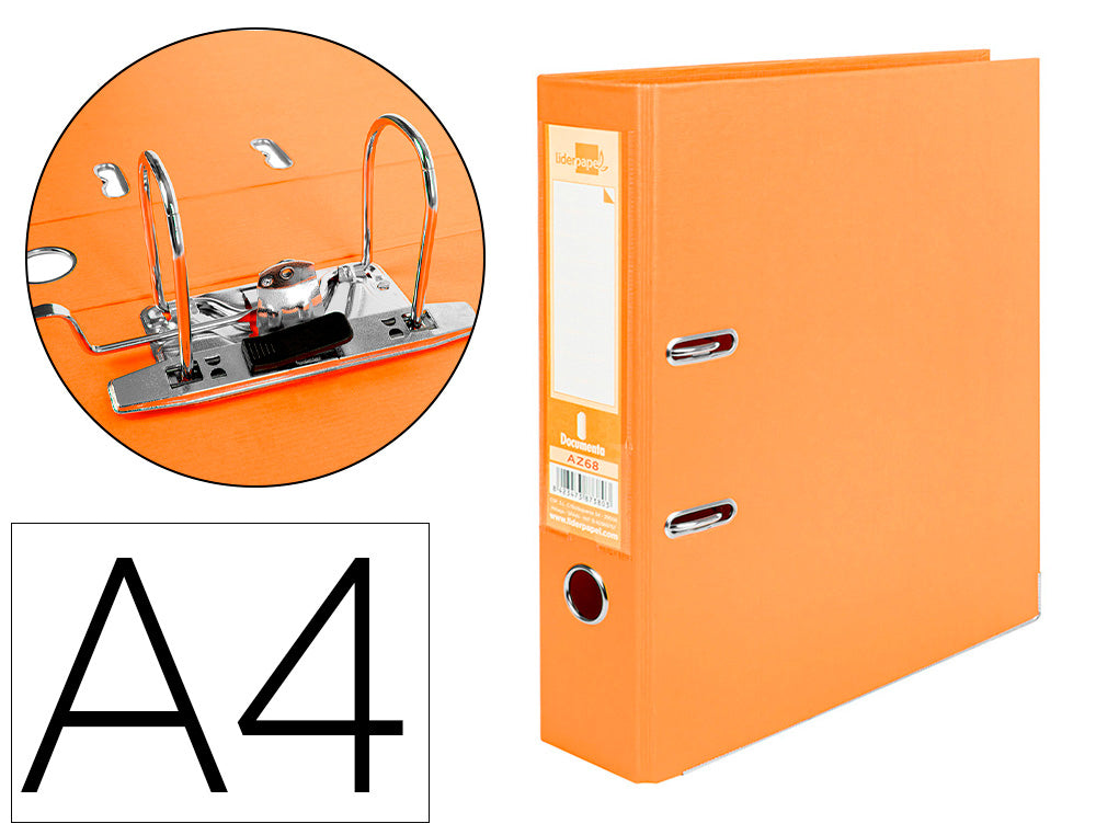 Classeur liderpapel a4 dos 75 mm orange