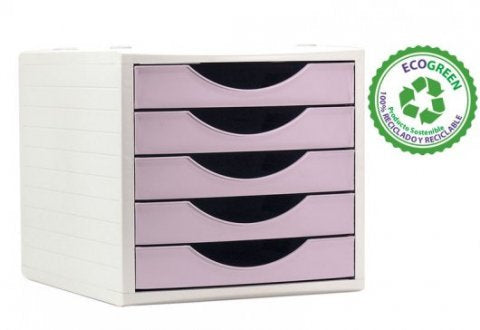 Module classement 5 tiroirs rose pastel