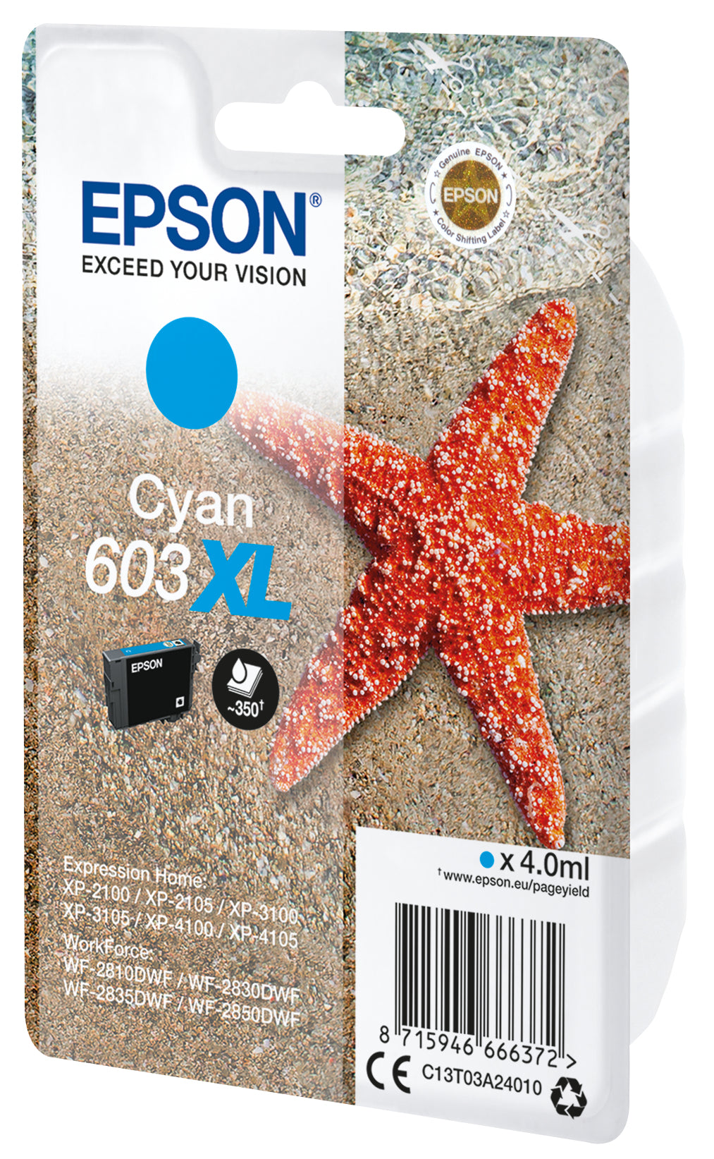 Cartouche d'encre Epson cyan 603xl - rendement élevé