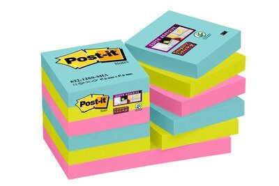 Bloc notes adhésifs carrés Post-it® 47x47 mm - couleurs vives