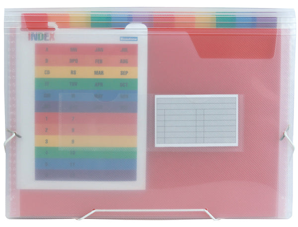 Trieur valisette A4 13 compartiments+ élastique polypro transparent