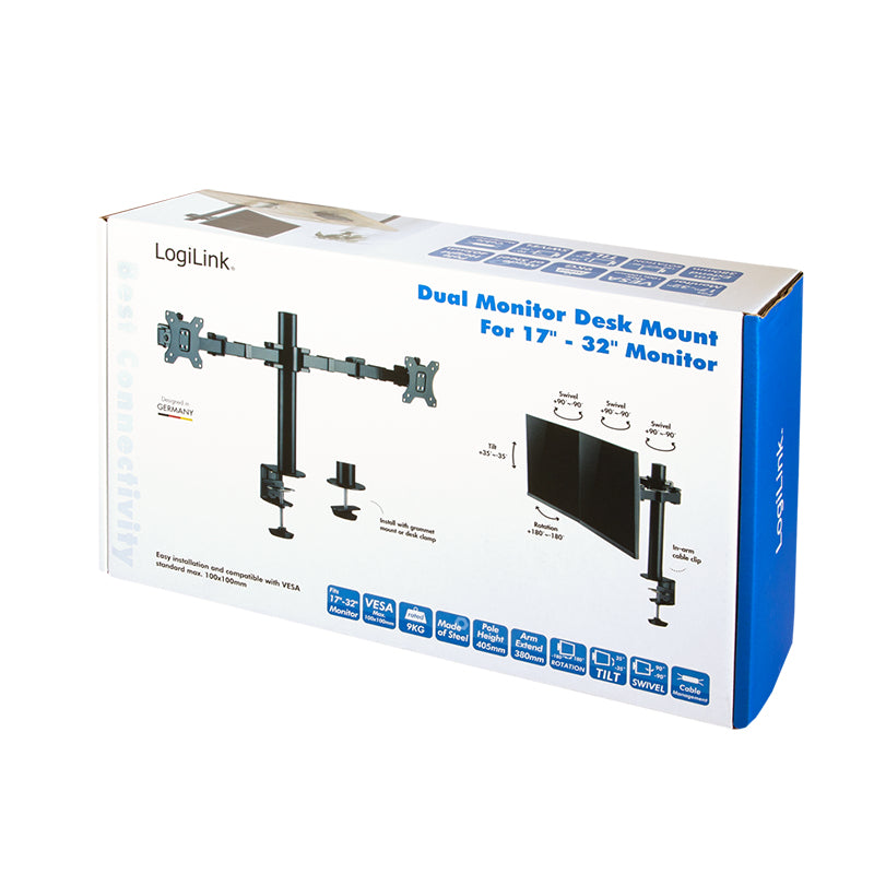 Bras support double écran 17-32" - réglable et ergonomique