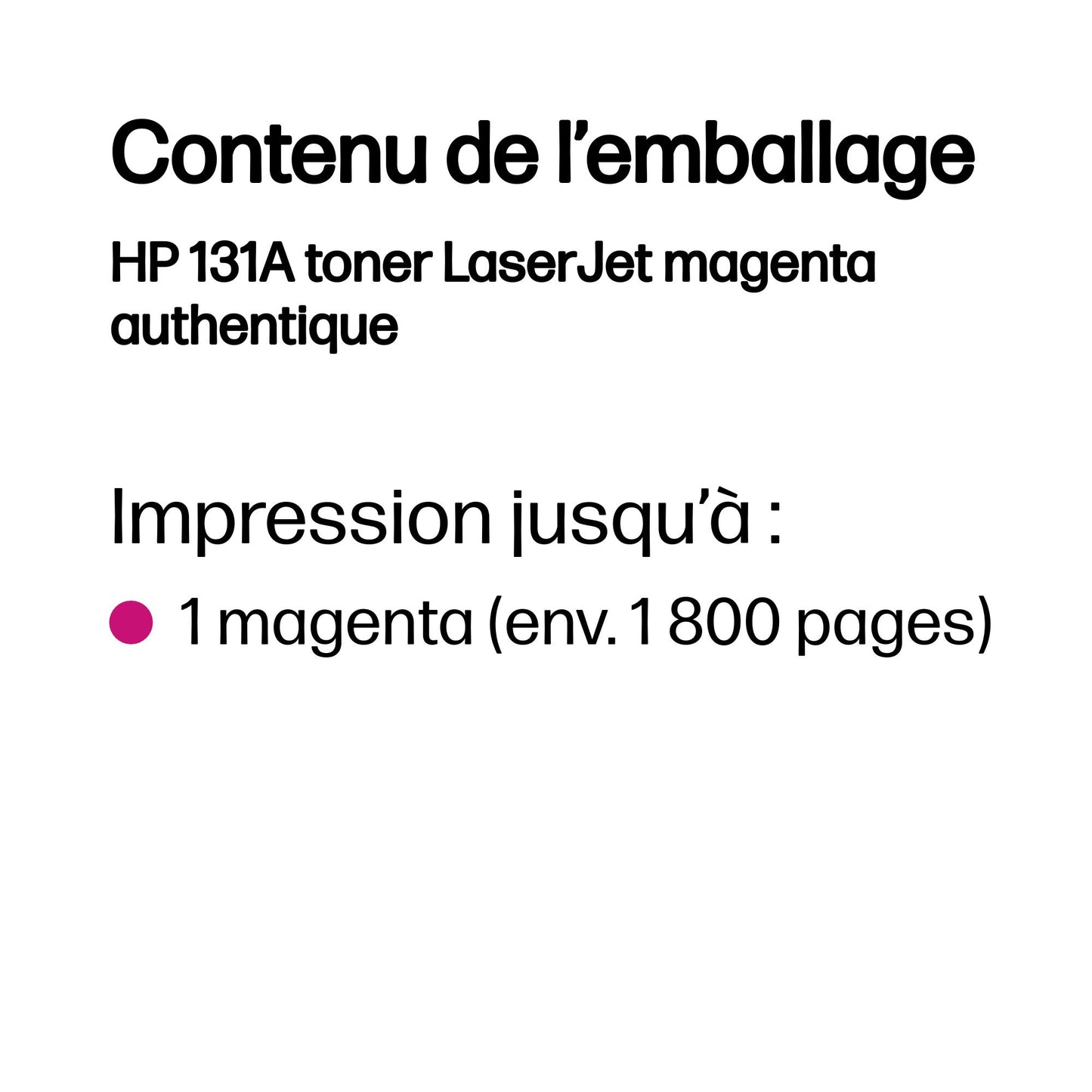 Cartouche toner HP magenta 131a - rendement 1800 pages