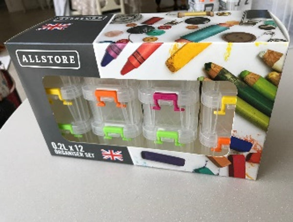 Boîtes de rangement plastique 0,2l - pack de 12 assorties