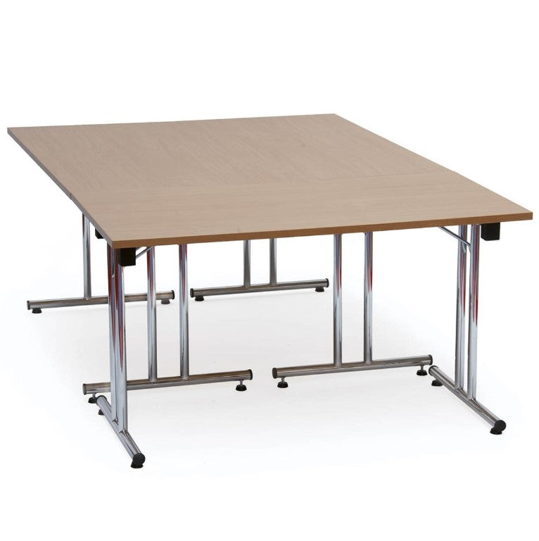 Table de réunion pliante 138x68 - pieds chromé -hêtre
