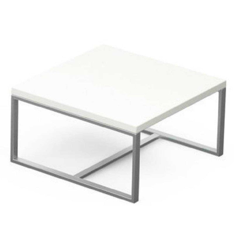 Table basse blanche - pieds en acier, h32 l60 p60