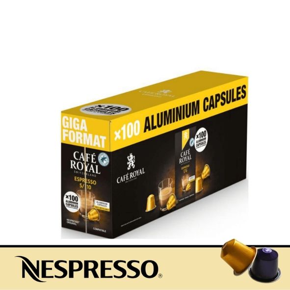 Capsules café royal compatibles nespresso - espresso 100% arabica- lot de 100