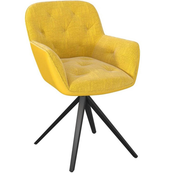 Chaise de Salon Pivotante - Tissu Jaune Ocre