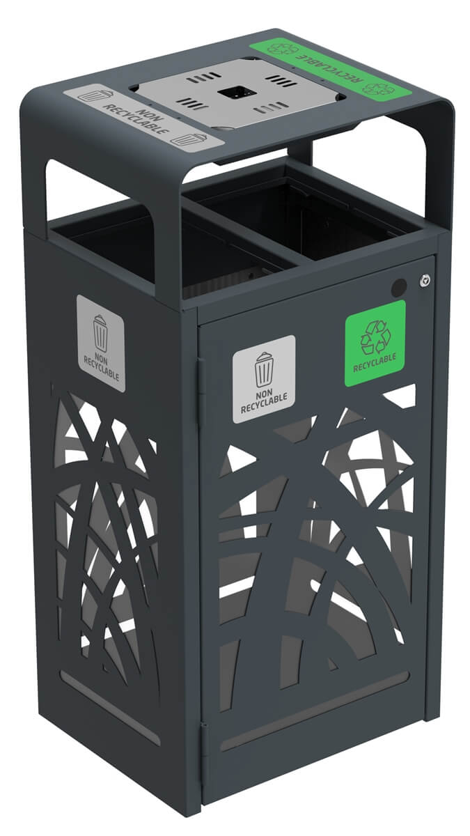 Corbeille de tri extérieur 2 flux - 120L anti-nuisibles