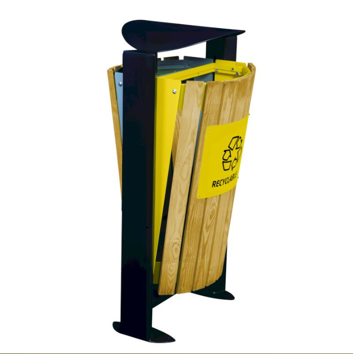 Corbeille extérieure 2x60l - tri sélectif robuste