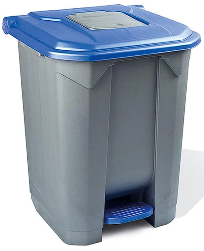 Poubelle de tri 30 litres avec pédale - gris/bleu