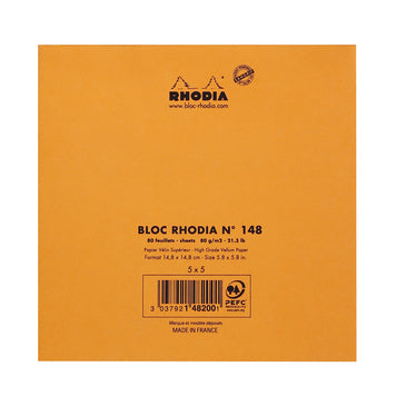 Bloc rhodia orange 14x14 -5x5 80feuilles