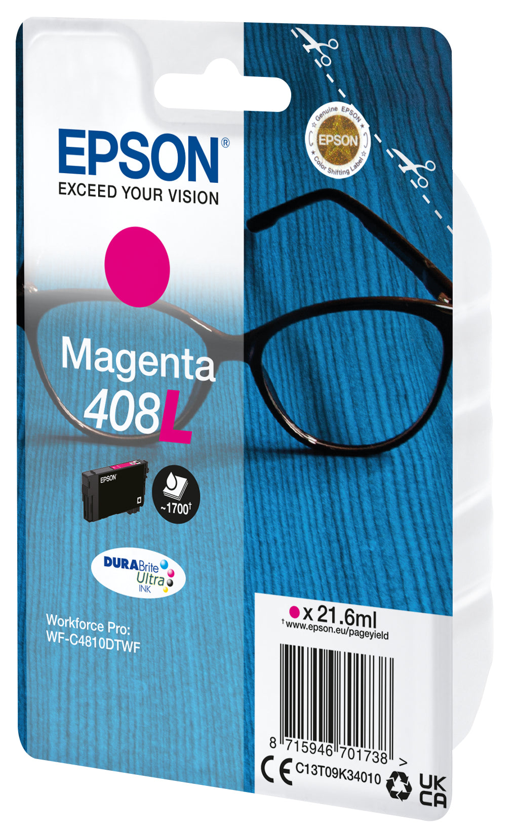 Cartouche d'encre Epson magenta 408xl - rendement élevé 1700 pages