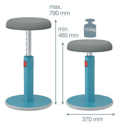 Tabouret assis debout leitz bleu