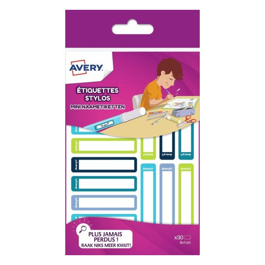 Étiquettes stylos 50x10mm - adhésif permanent- étui de 30