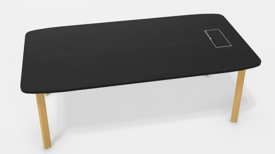Bureau de direction scandinave L200xP100 noir pieds bois
