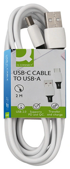 Câble USB-A vers USB-C blanc 2 m PVC