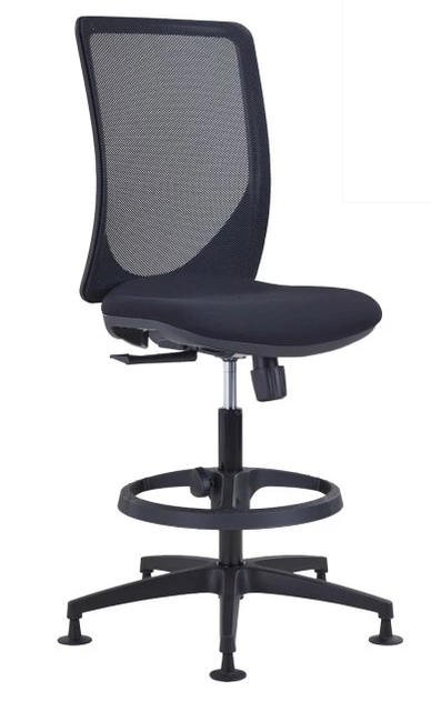 Tabouret haut SITEK ÉLLOT tissu gris dossier filet noir