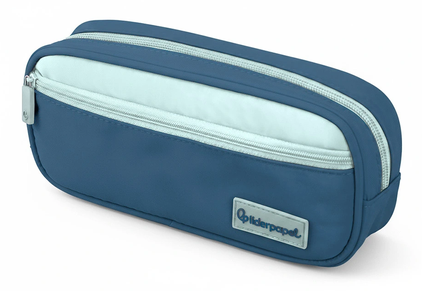 Trousse double 22x9 cm- Bleu fonçé