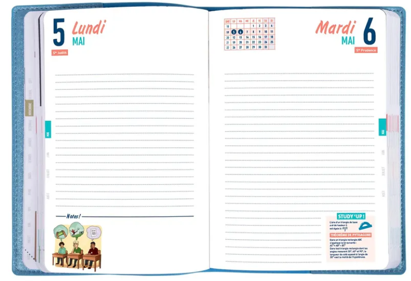 Agenda semainier A5 12x17 cm PVC noir Studyrama