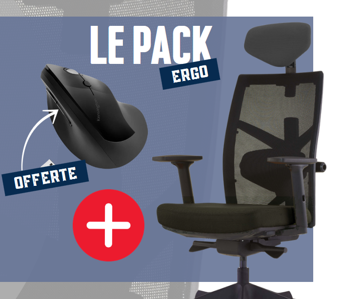 Pack Ergo : Fauteuil Dynamic High Back + Souris Verticale Sans Fil OFFERTE