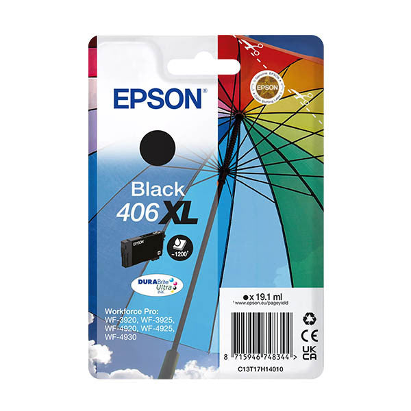 Cartouche d'encre Epson C13T17H14010 Noire 406XL DURABrite Ultra