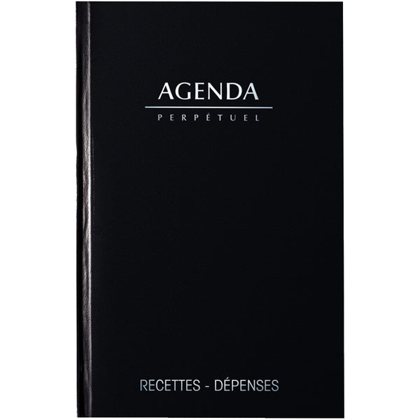 Agenda perpétuel recettes/depenses 1 jour par page-noir