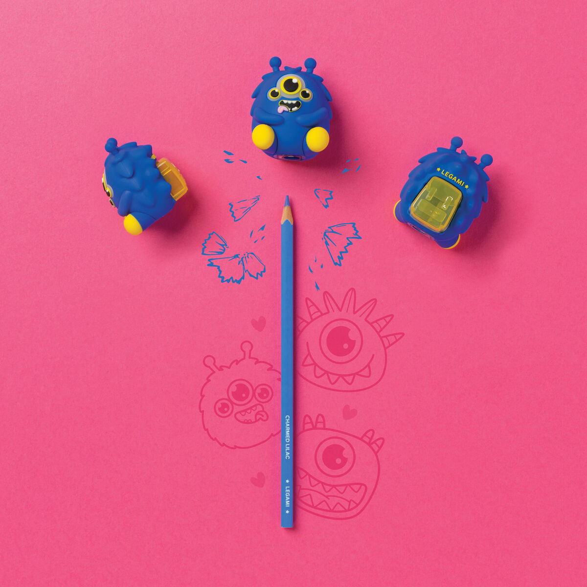 Taille-crayon lumineux Legami Monstre - réservoir et éclairage magique
