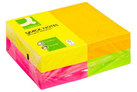 Bloc note repositionnable neon 76x127 paquet de 12 blocs