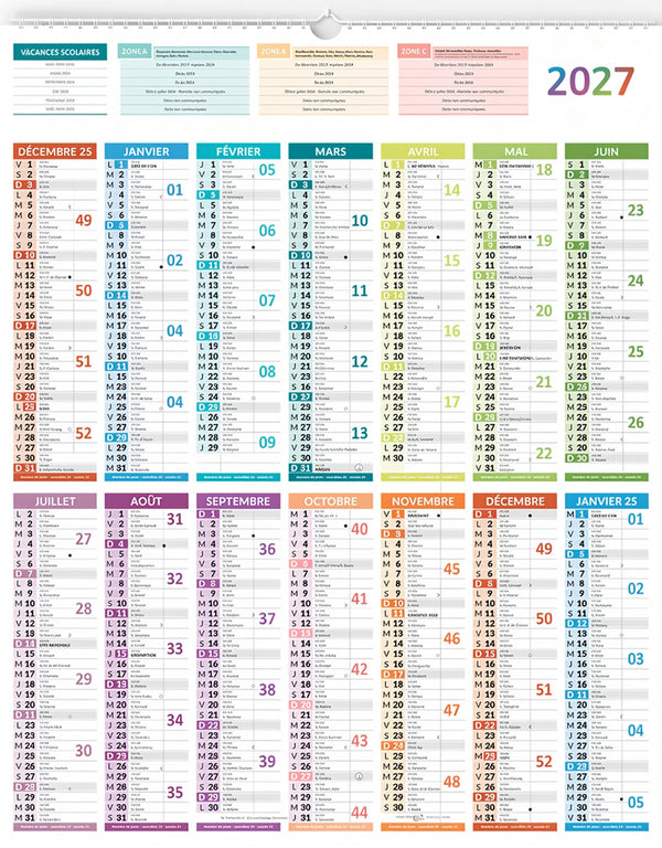 Calendrier 14mois 55x43cm+ carte france